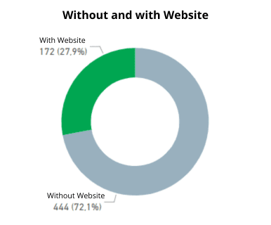 Data chart of companies with and without a website in the nautical tourism area, in 2025